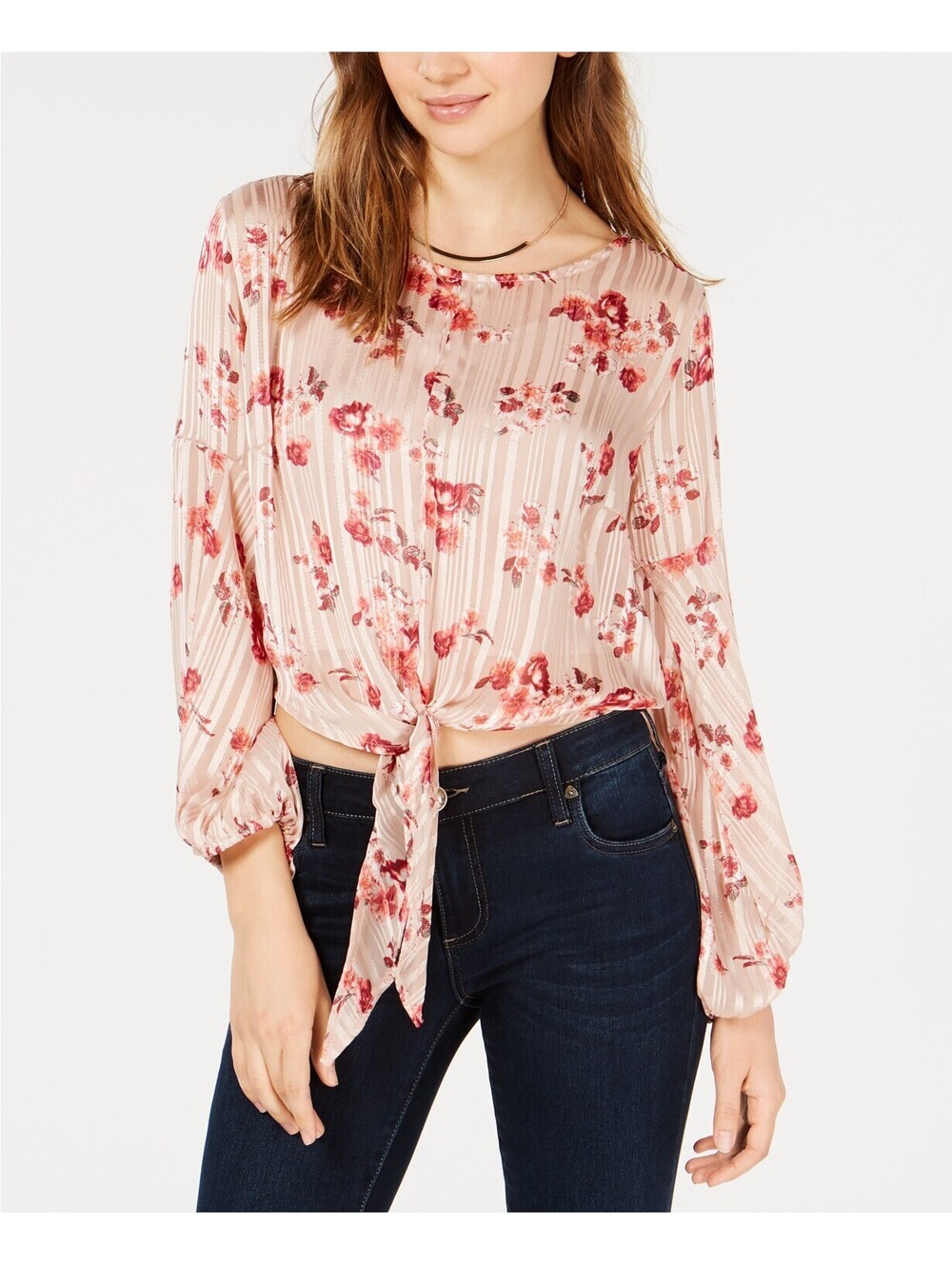 Crave Fame Juniors Tie Front Cami Inset Top Size S - Picture 4 of 4